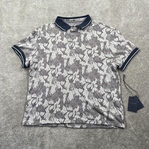 Day & Age Floral Cheerful Polo Golf Shirt Men's Size L Dark Gray Short Sleeves